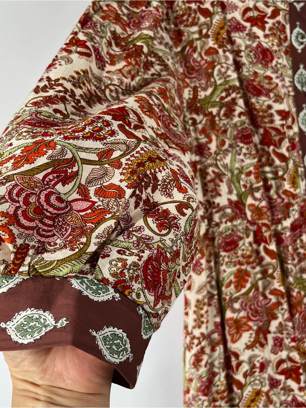 GiGiO Boho Paisley Floral Tiered Dress Puff Sleeve Pockets L - Picture 6 of 12